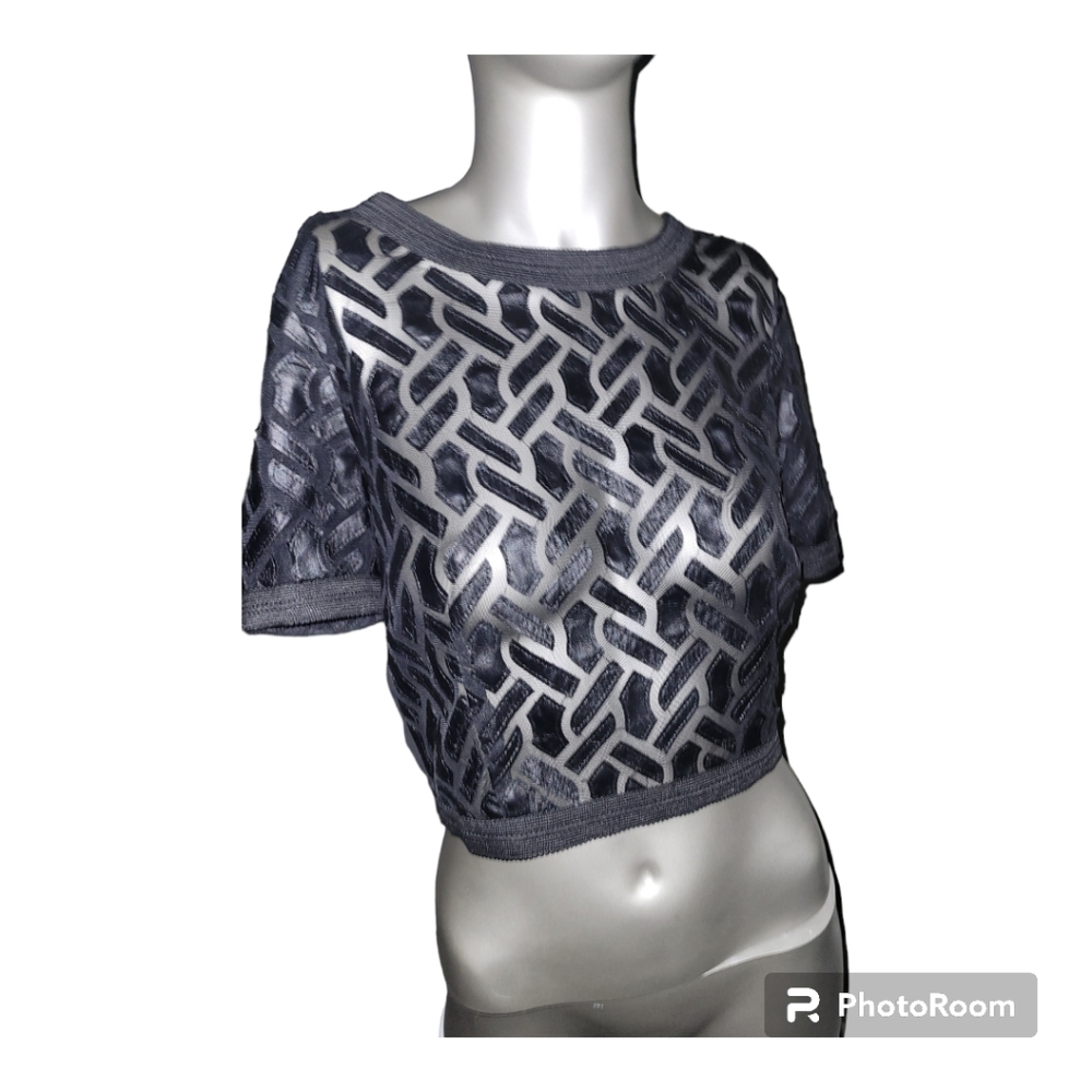Black Mesh Crop Top